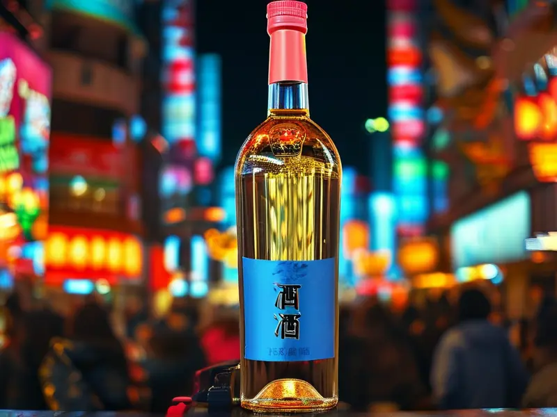 白酒广告牌在商业街展示