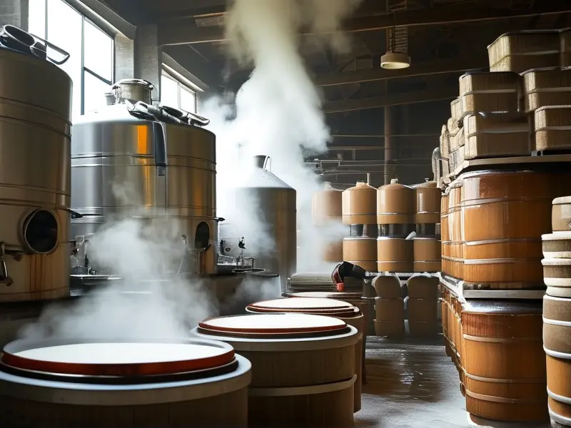 白酒酿造工艺设备实际操作场景