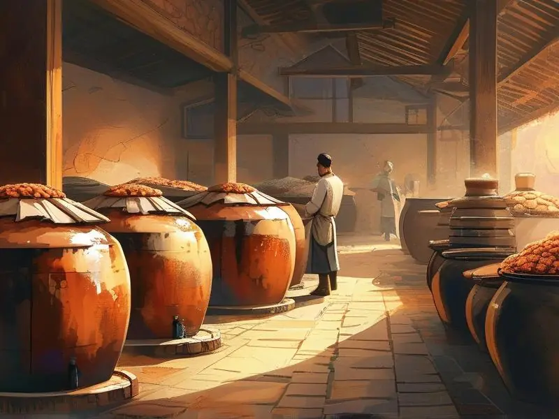 白酒传统酿制工艺中的酒醅发酵过程实拍