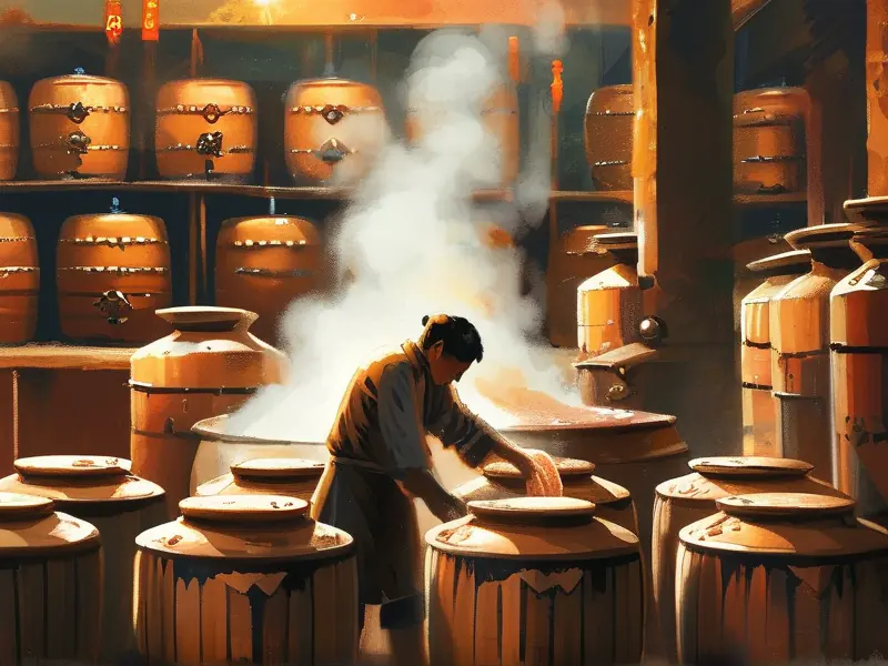 传统白酒酿造工艺流程展示图
