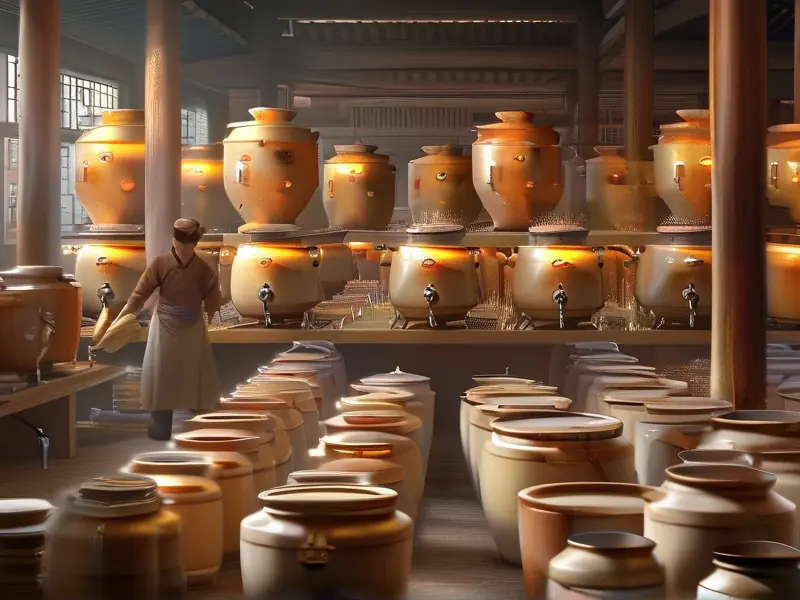 传统白酒生产工艺现场展示图