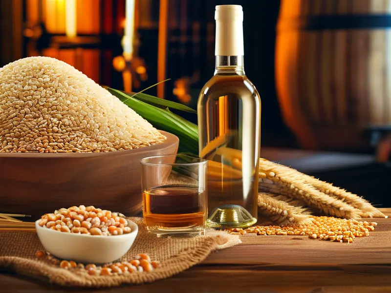 白酒酿造原料与成品展示