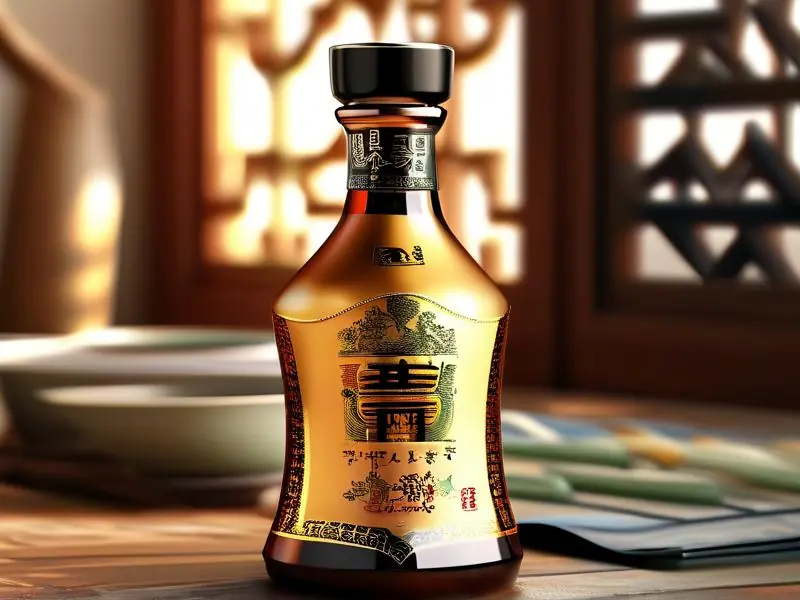 精美设计的白酒贴纸展示传统元素与优雅书法