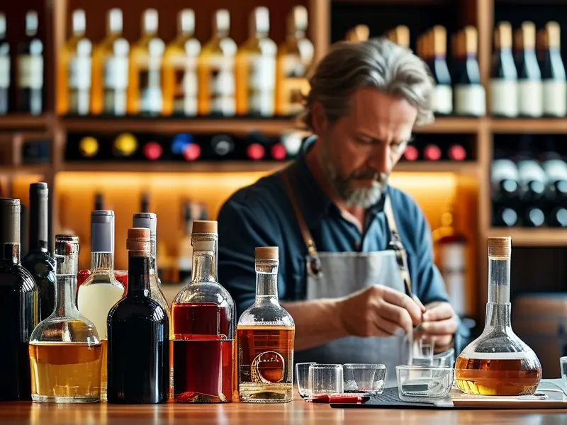 酿酒师勾兑白酒过程