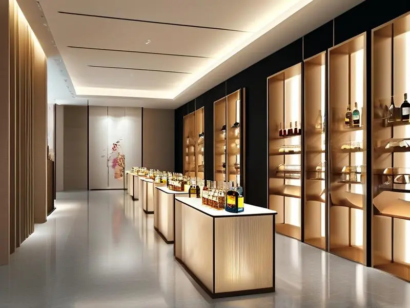 现代化白酒展厅内部展示效果图