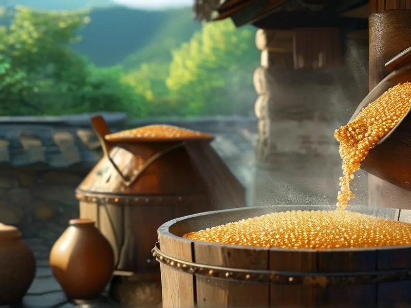 传统包谷酒制作过程实拍：蒸粮、拌曲、发酵关键步骤展示