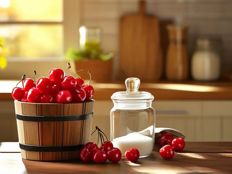 自制不加酒樱桃酒原料准备场景