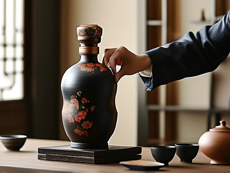 专业人士示范彩陶坊酒正确开启方法