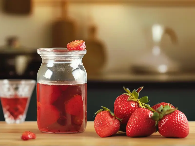 家庭自制草莓酒制作过程展示