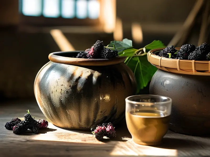 潮汕桑葚酒传统制作过程实拍