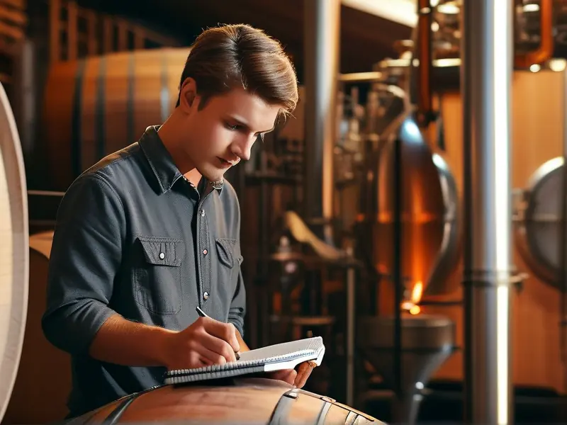初级酿酒师在酒厂学习实践技能
