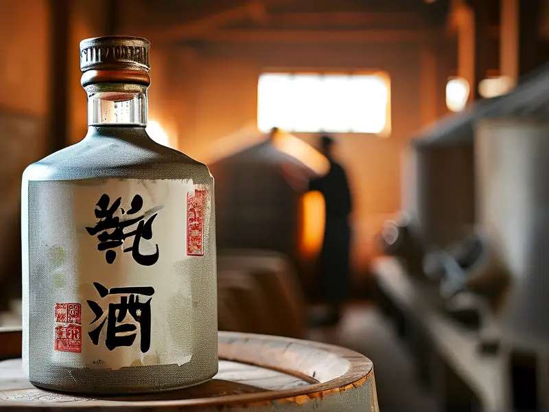 纯粮食酒瓶身特写展示GB/T10781标志号