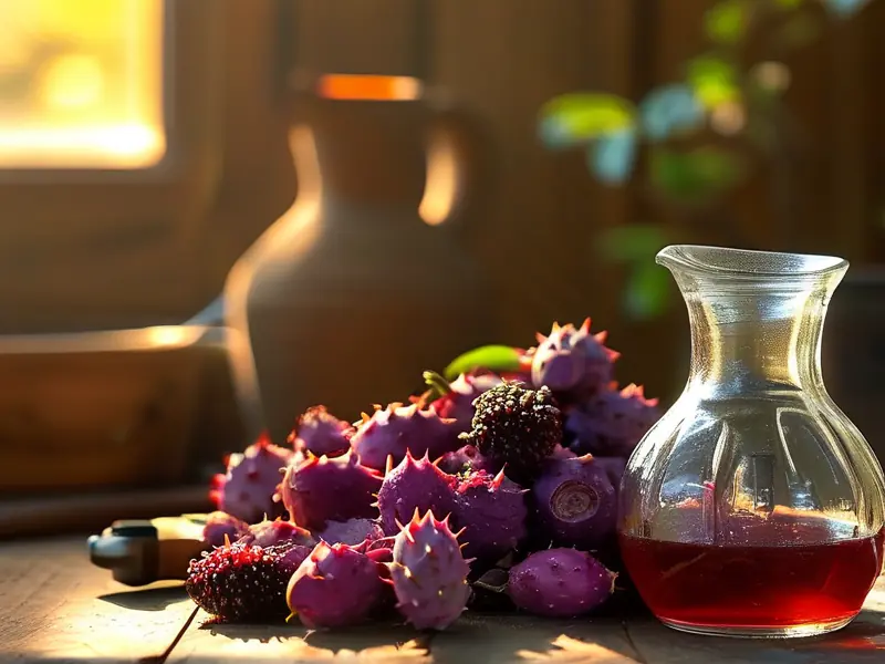 新鲜刺梨果实与酿酒工具