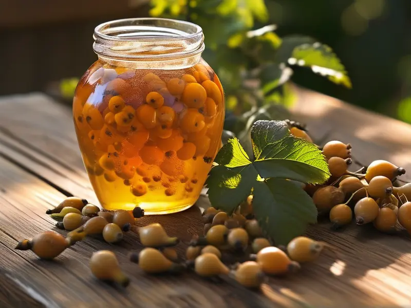 正在发酵中的刺梨酒特写