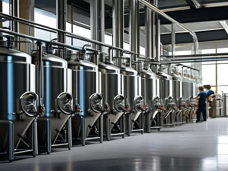 大型酒厂全自动酿酒设备生产线实景图