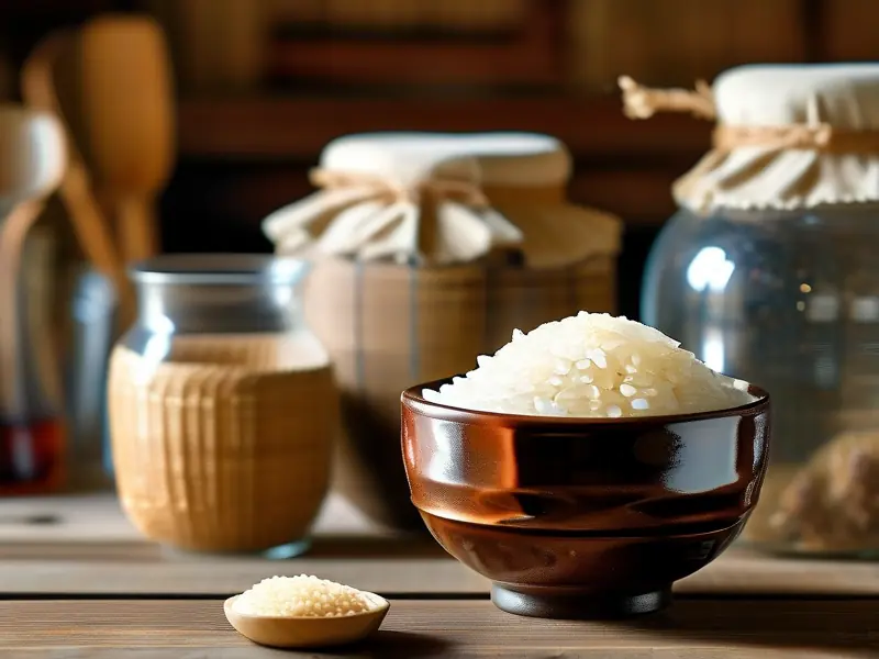 大米酿酒原料准备过程实拍图