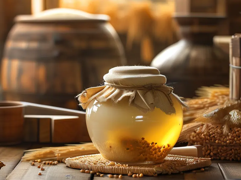 传统大米酿造的酒展示