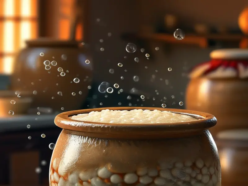 传统大米酒发酵过程实拍图