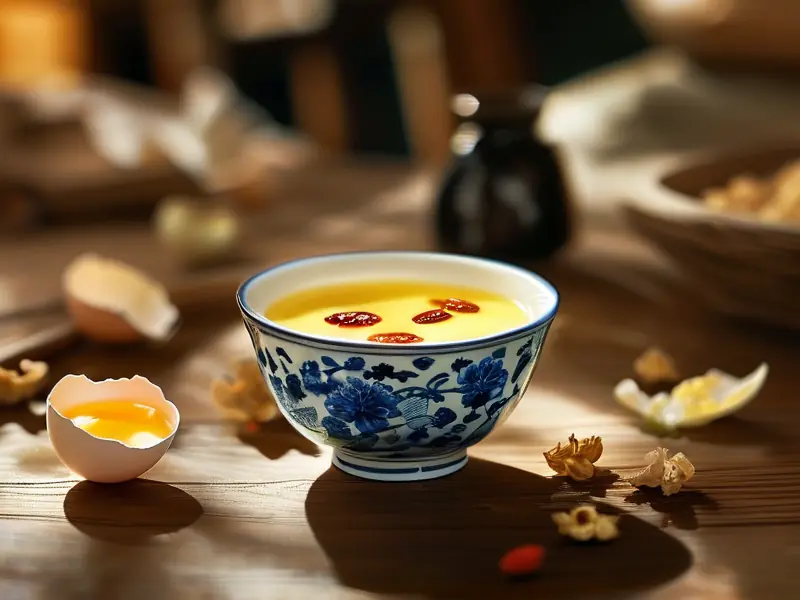 家庭自制金黄蛋酒特写