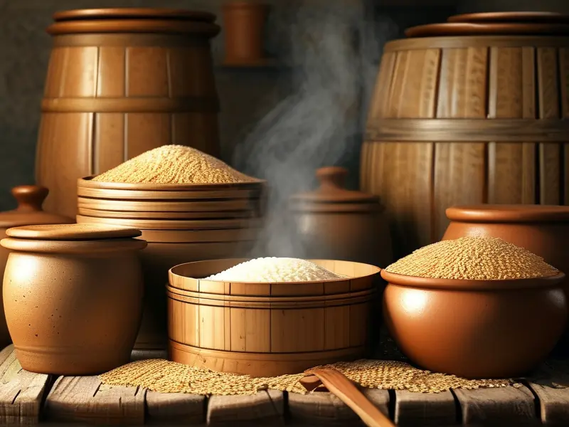 传统稻谷酿酒工艺实景展示