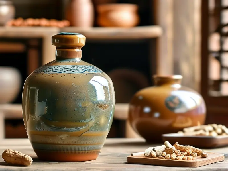 传统二仙酒成品与原料展示