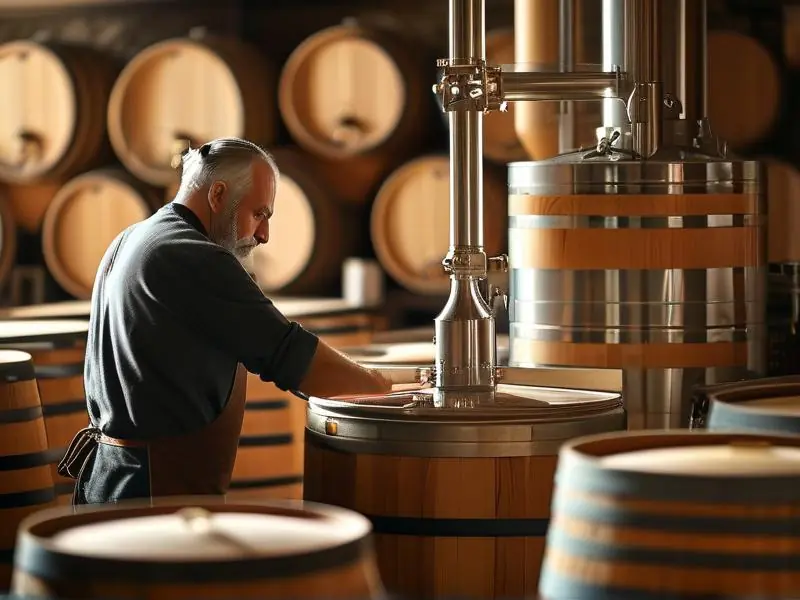 酿酒师操作二次蒸馏设备