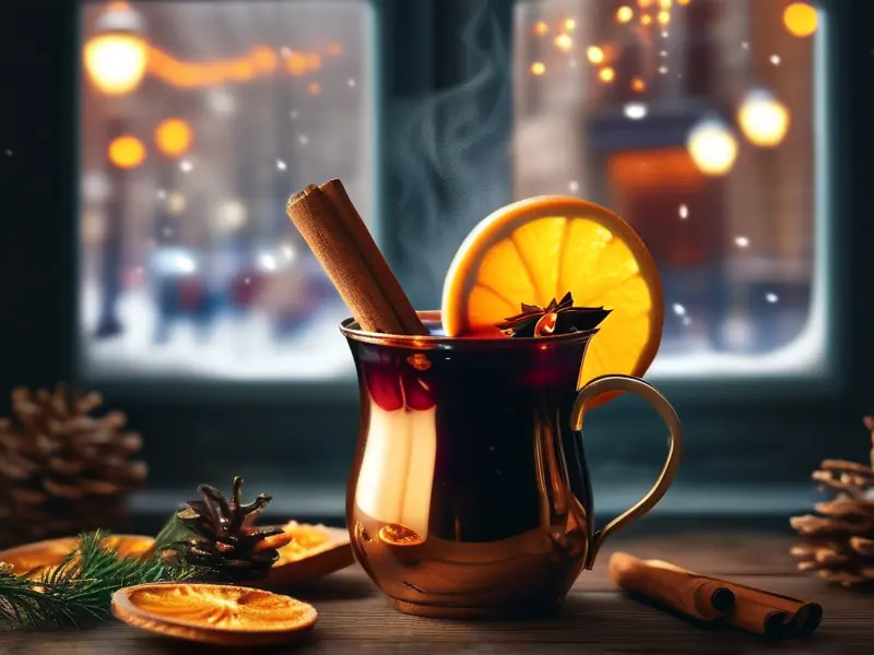 正在烹煮的法式热红酒特写