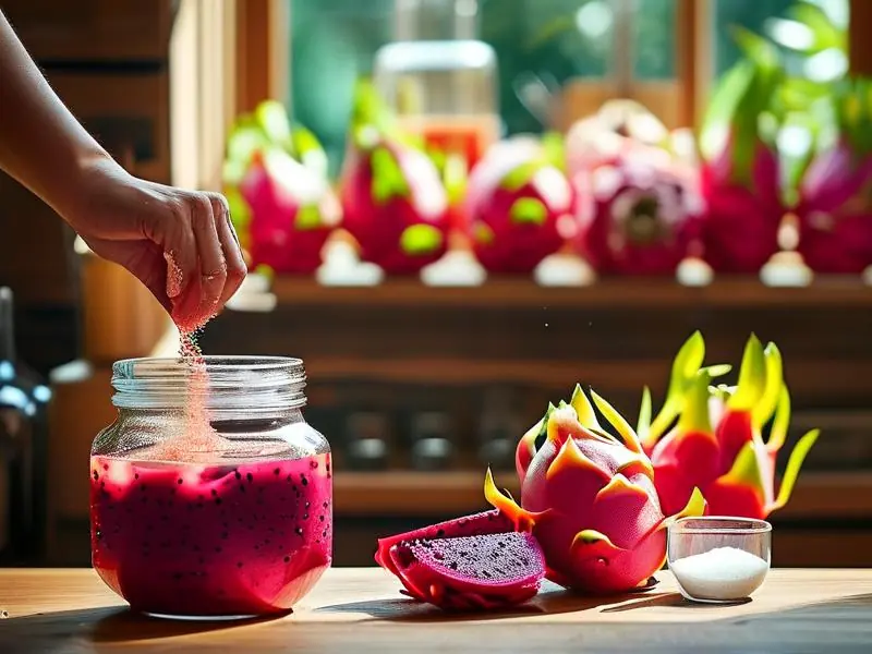 专业酿酒师演示火龙果酒发酵初期操作过程