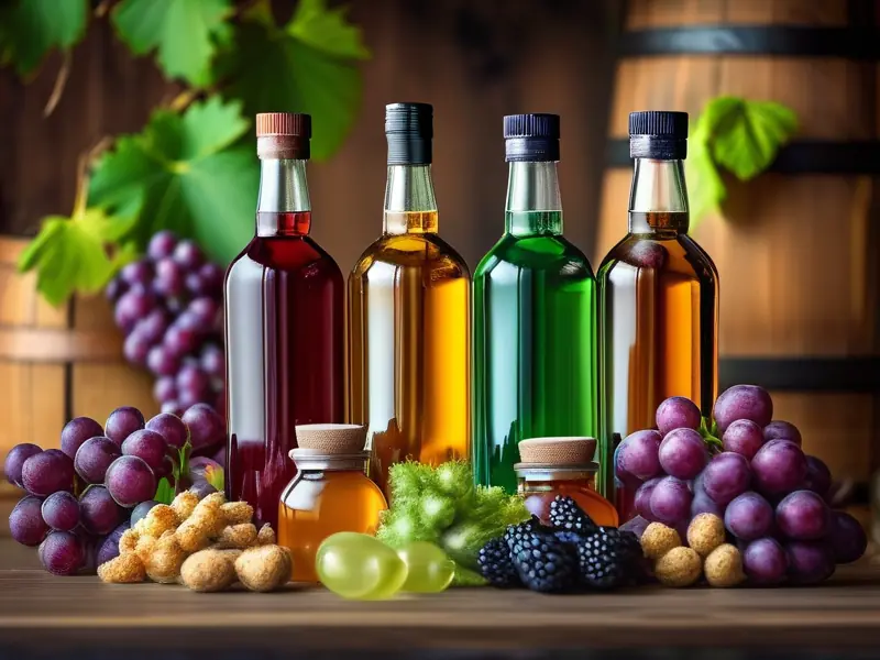 发酵酒与蒸馏酒对比图展示酿造原料和成品差异