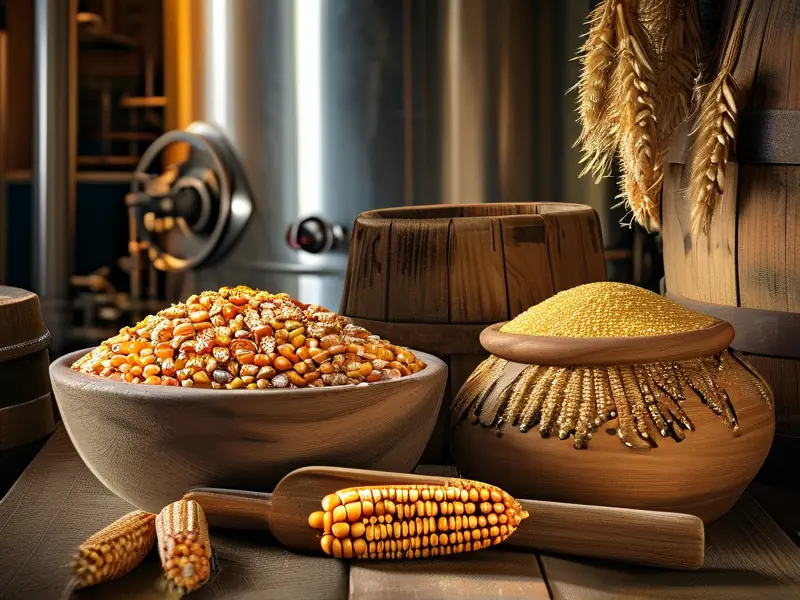 发霉玉米与正常谷物对比图-南楼山酿酒技术网