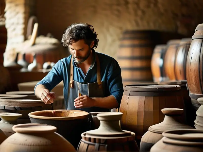 酿酒师进行封酒流程满月的实际操作场景