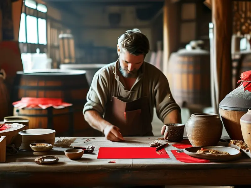 酿酒师手工制作封酒贴