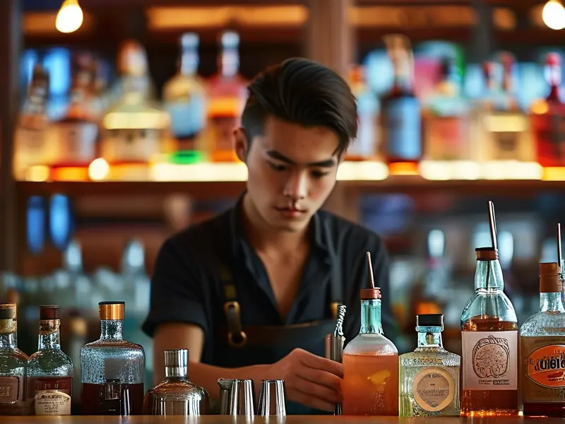 福州调酒师现场调制鸡尾酒