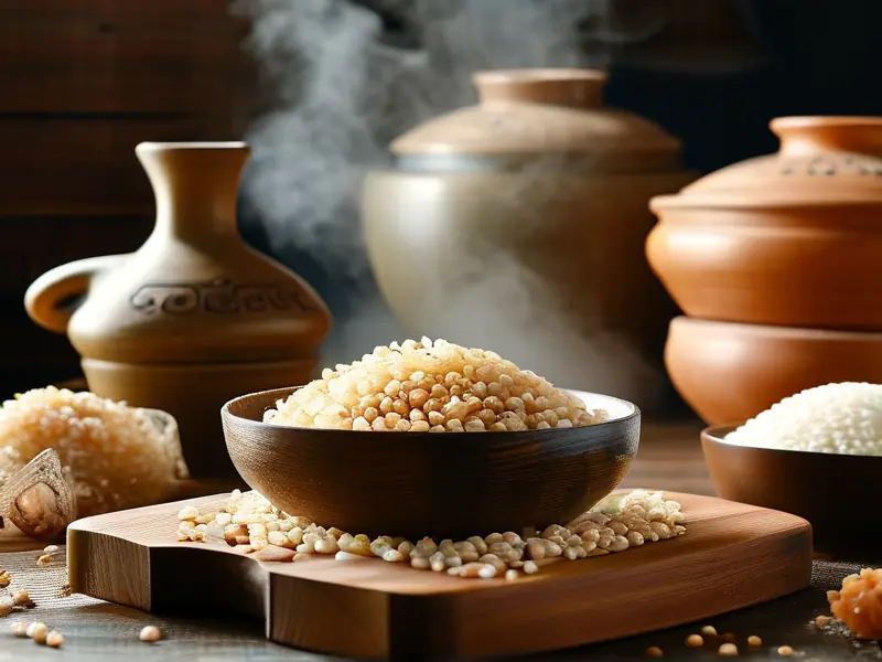 干酒米制作原料与成品展示图