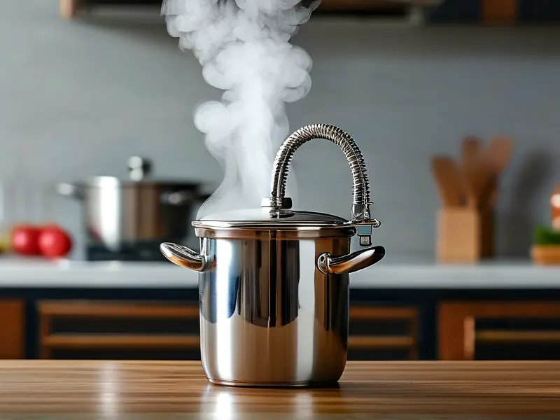 自制高压锅蒸酒设备工作状态实拍图