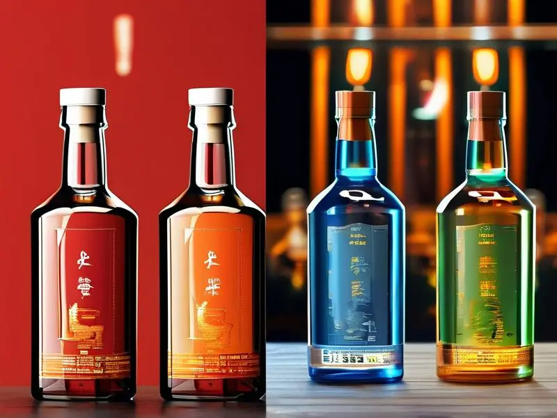 勾兑酒和酿造酒的生产工艺对比图