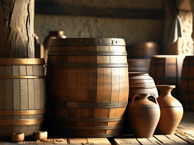 古代酿酒工具展示：陶瓮和青铜器