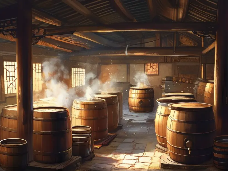 古法酿酒师傅手工酿造传统美酒场景