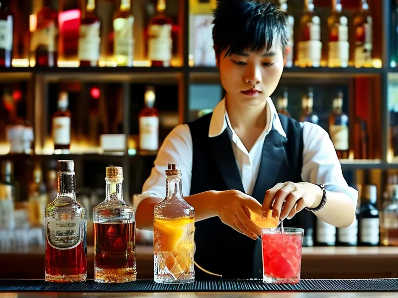 贵阳专业调酒师在调制鸡尾酒