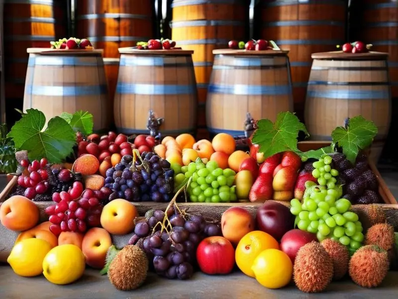 新鲜水果与发酵罐展示果酒制作工艺