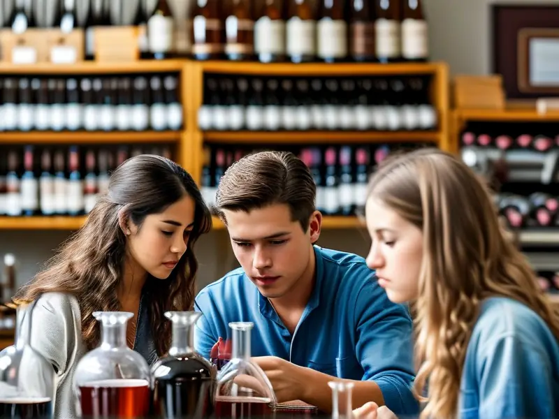学生在酿酒培训学校实践操作酿酒技术