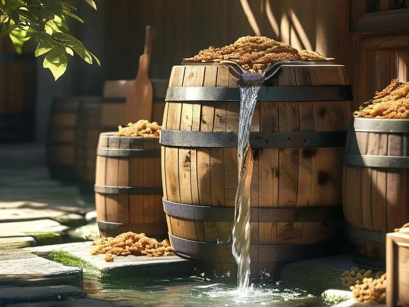 传统酿酒过程中使用优质山泉水的场景
