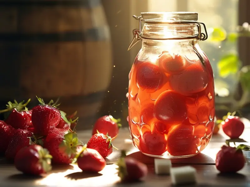 家庭自制草莓果酒发酵过程实拍