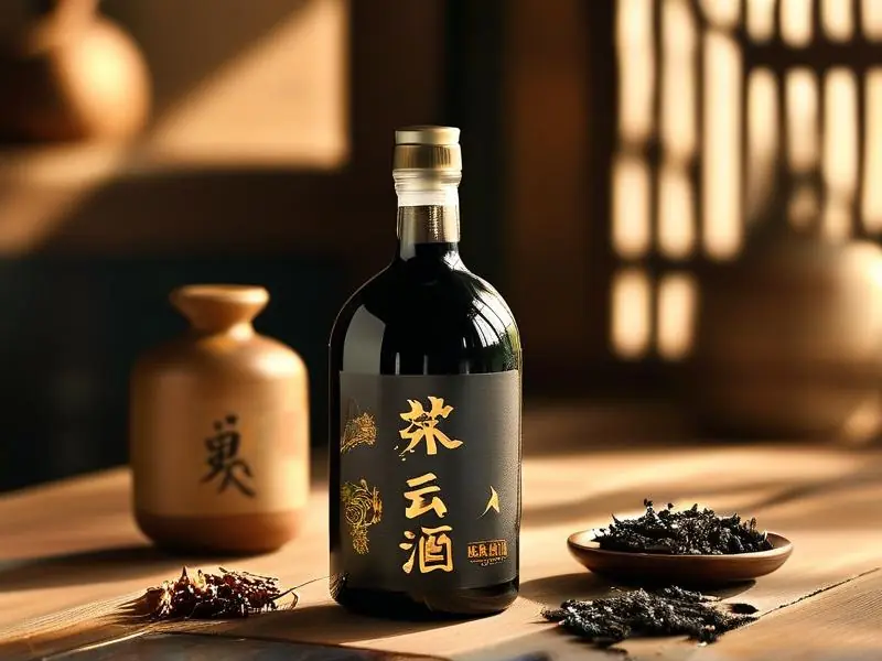黑蚂蚁酒与配料展示
