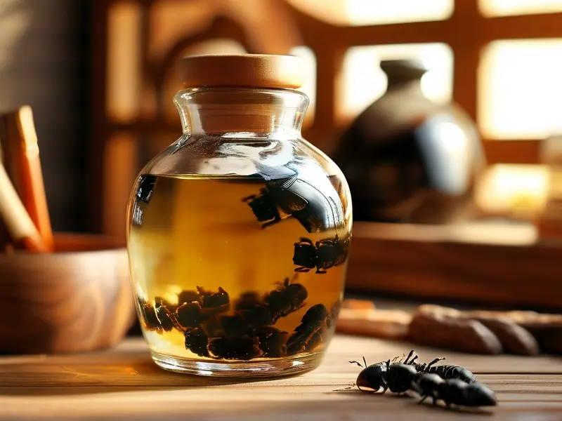 传统黑蚂蚁酒浸泡过程实拍图
