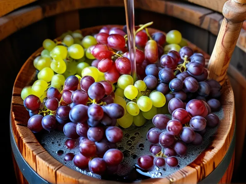 红酒在橡木桶中发酵的特写照片