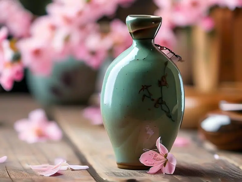 传统工艺酿造的桃花酒实物展示