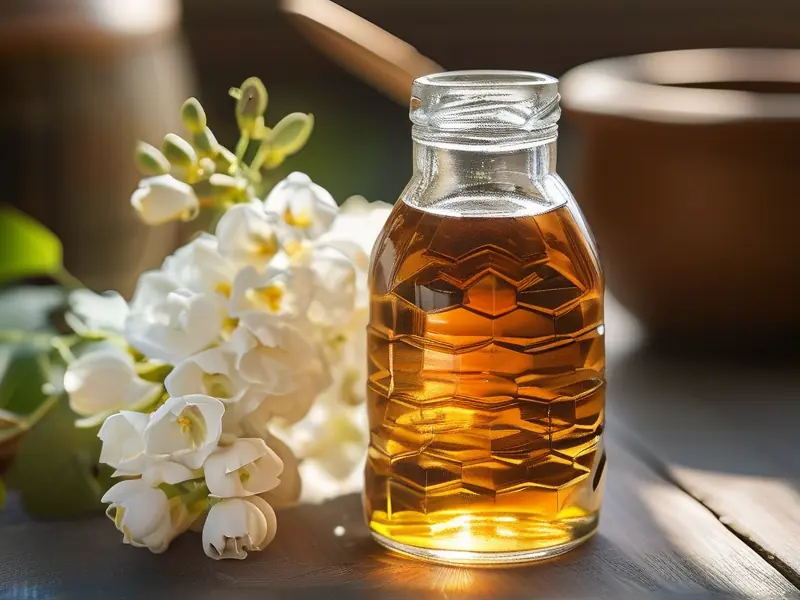 新鲜槐花与自制槐花酒对比展示