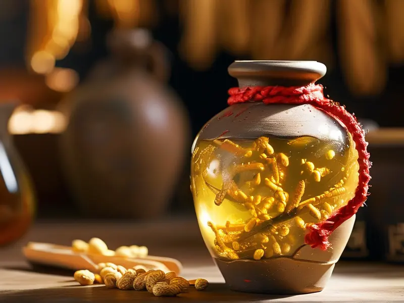 传统黄精泡酒制作过程实拍图