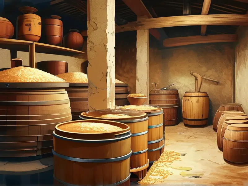 传统黄酒酿造工艺流程展示图